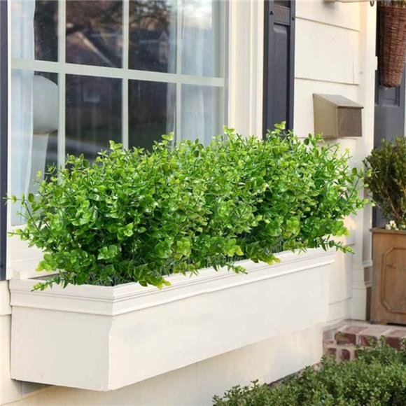 6 Bundles Outdoor Artificial Flowers UV Resistant Fake Boxwood Plants, Faux - Picture 5 of 7